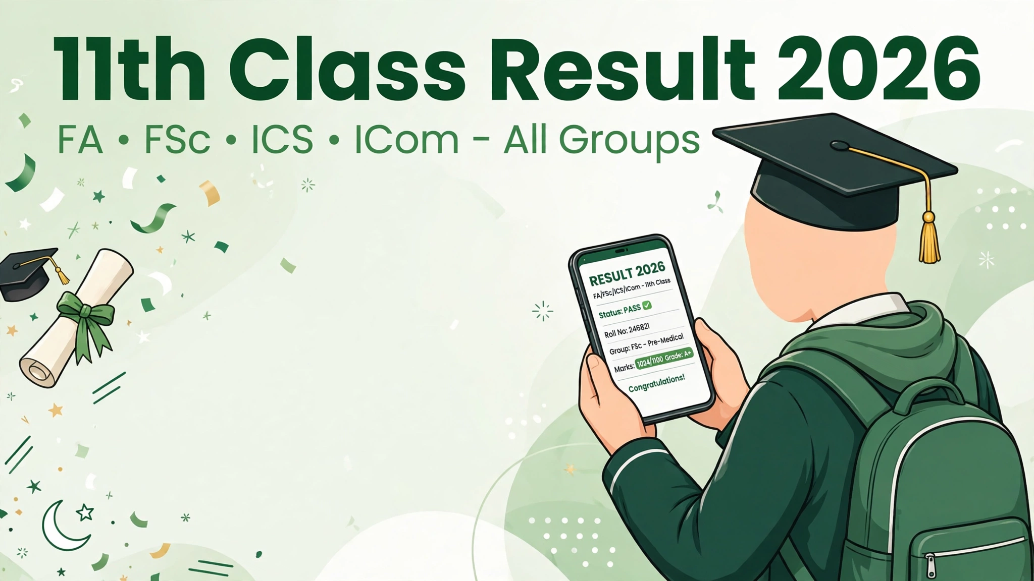 FA, FSc, ICS, ICom 11th class result 2026 – all groups result day