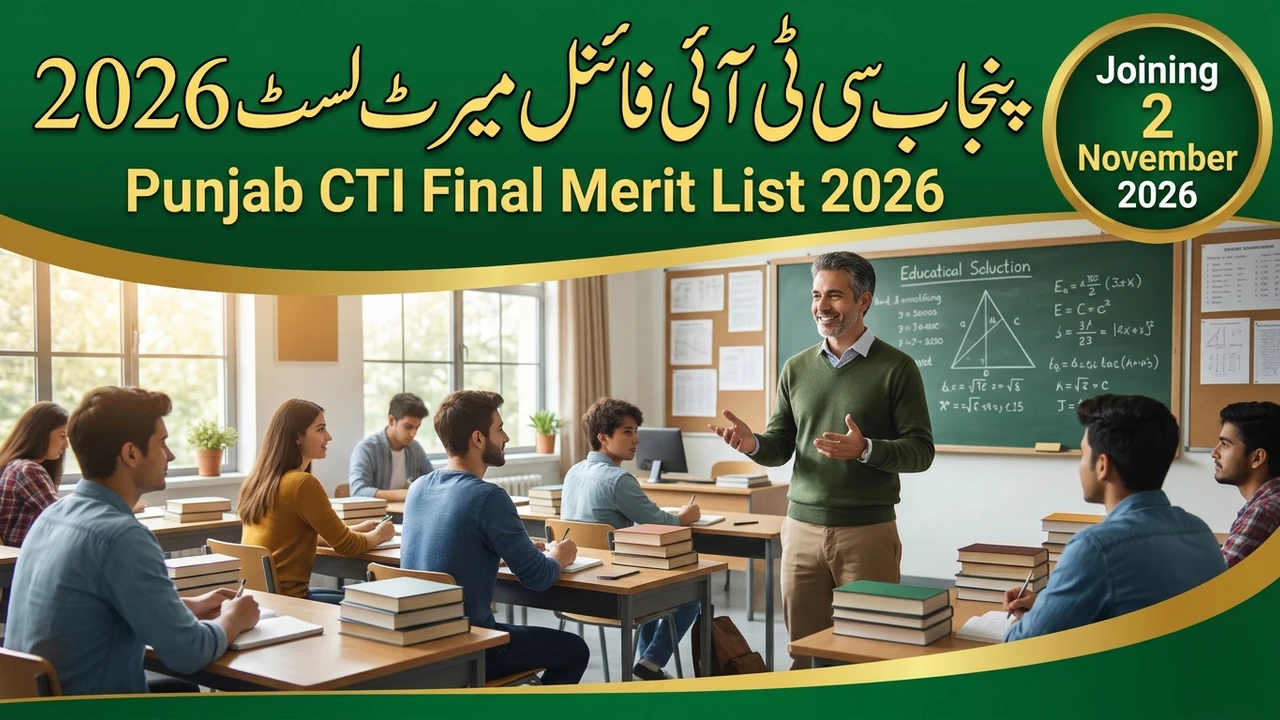 Punjab CTI Final Merit List 2026 — joining 2 November 2026
